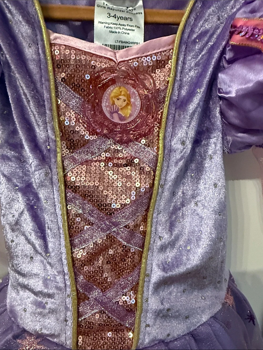 Purple Rapunzel Princess Kids Costume Dress with Pink Accents size 3-4 years
